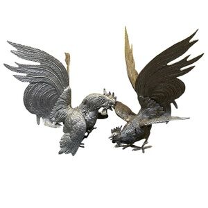 Silver Rooster Figurines